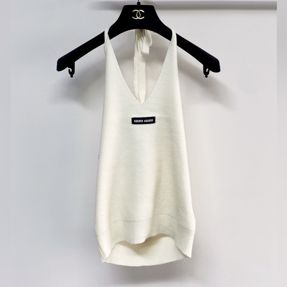 Meet the Posher Tops - Miu Miu white neck sling top